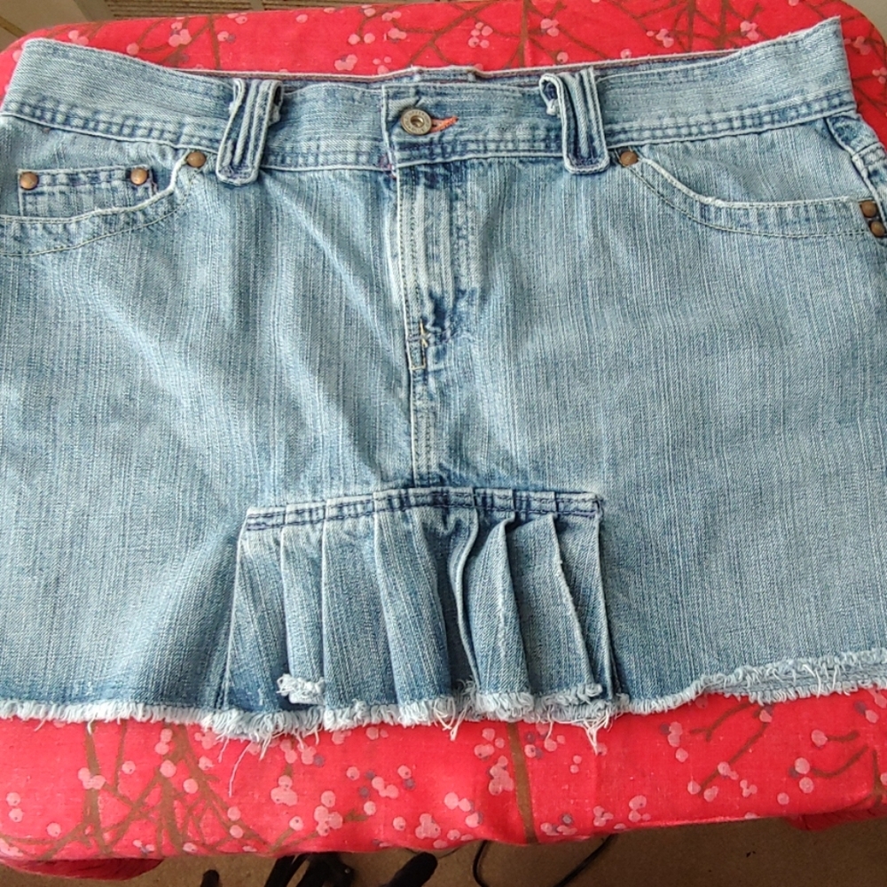 Old Navy Ultra Low Waist Denim Jean Skirt Sz 14